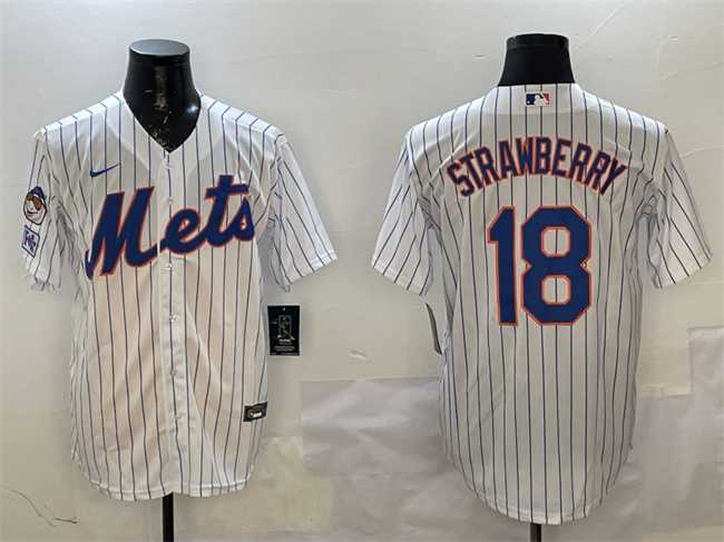 Mens New York Mets #18 Darryl Strawberry White 2025 Spring Training Cool Base Stitched Jersey